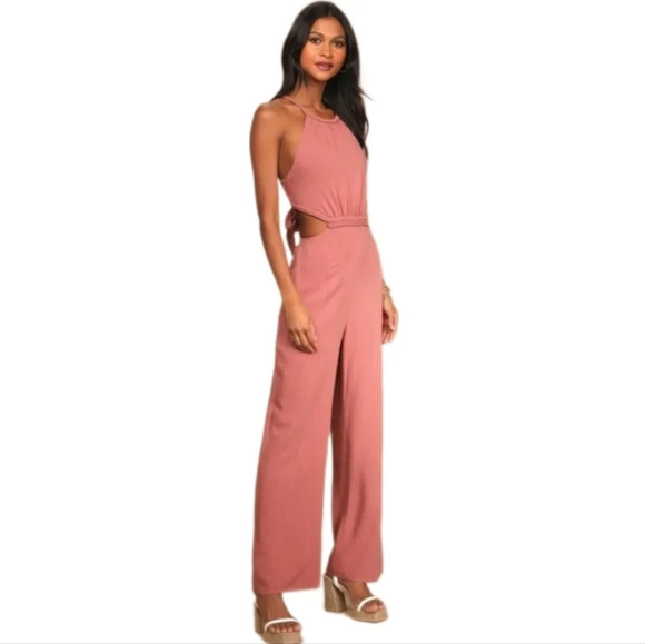 Lulu's Cut Out Jumpsuit In Dusty Pink - Picture 12 of 13